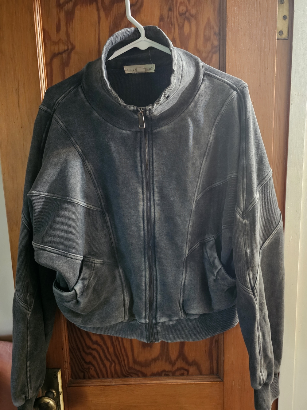 lovestitch Vintage Washed Gray Bomber Jacket